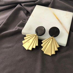 Large Clip On Earrings in Gold & Black