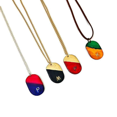 Personalized Initial Necklace, Colorful Letter Pendant - Sassy Sacha Jewelry