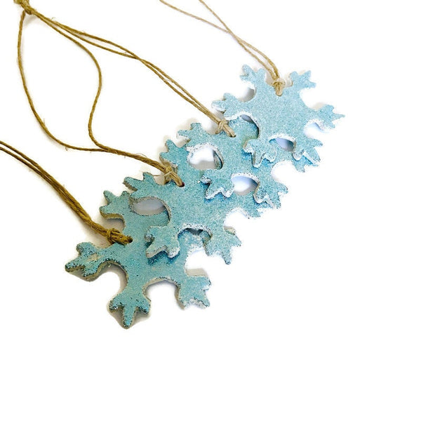 Tiny White Snowflake Ornament Set