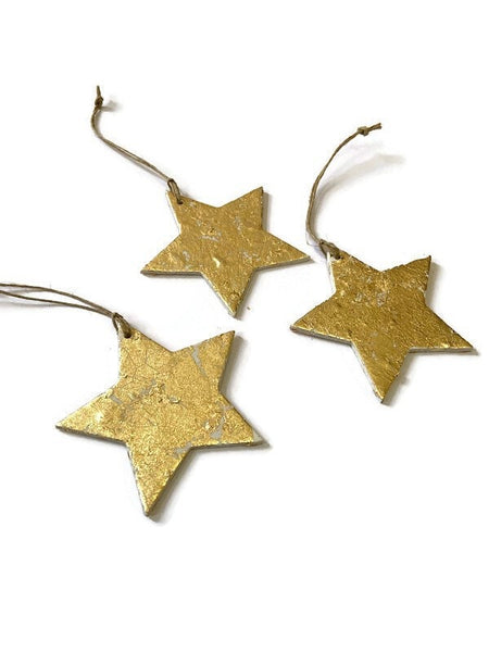 3" Silver Star Christmas Ornaments, Large Minimalist Tree Decorations Handmade