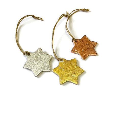 Metallic Star Christmas Ornaments, Mini Decorations