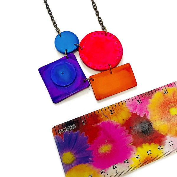 Colorful Geometric Statement Necklace
