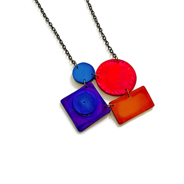 Colorful Geometric Statement Necklace
