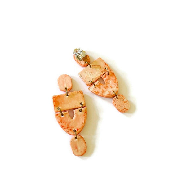 Dusty Pink Statement Earrings Post or Clip On- "Lee"