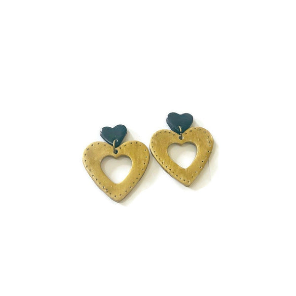 Double Heart Earrings Handmade, Valentines Day Gift