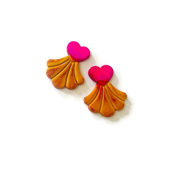 Whimsical Heart Studs, Valentines Day Jewelry