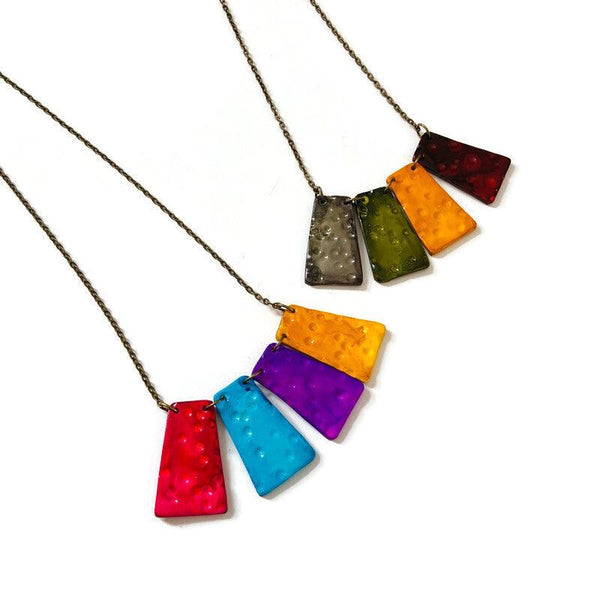 Multicoloured Bib Necklace with Fringe Style - Sassy Sacha Jewelry
