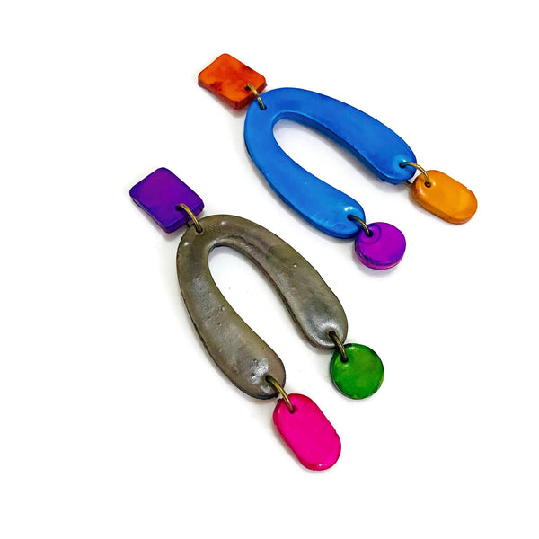 Colorful Oversized Mismatched Arch Earrings