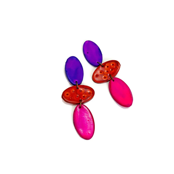 Colorful Statement Earrings Handmade- "Abby"