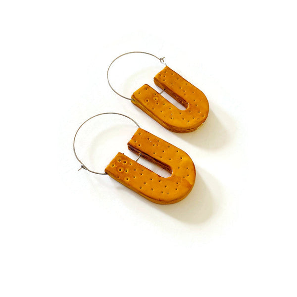 Bright Orange Arch Hoop Earrings