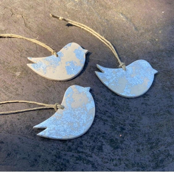 Dove Christmas Ornaments Handmade from White Clay & Copper Flakes - Sassy Sacha Jewelry