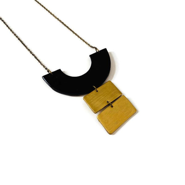 Modern Statement Necklace in Black & Gold - Sassy Sacha Jewelry