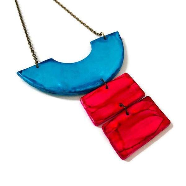 Turquoise & Pink Statement Collar Necklace - Sassy Sacha Jewelry
