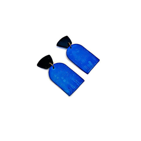 Royal Blue Earrings Post or Clip On- "Moe" - Sassy Sacha Jewelry