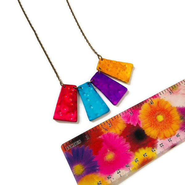 Multicoloured Bib Necklace with Fringe Style - Sassy Sacha Jewelry