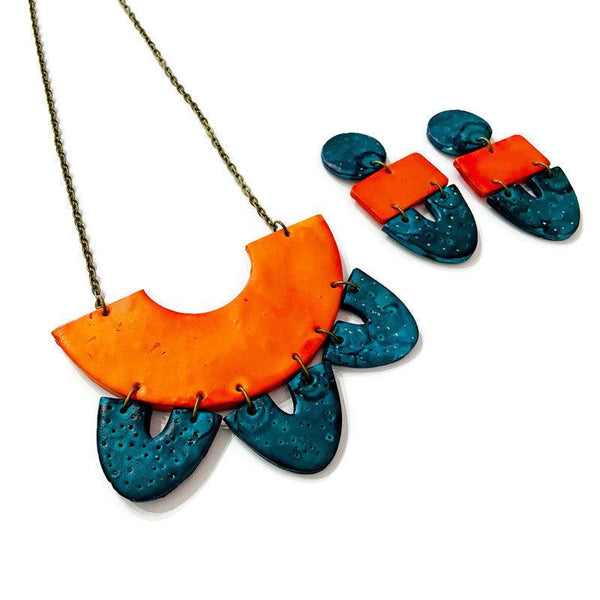 Unique Jewelry Set with Bib Necklace and Statement Earrings - Sassy Sacha Jewelry