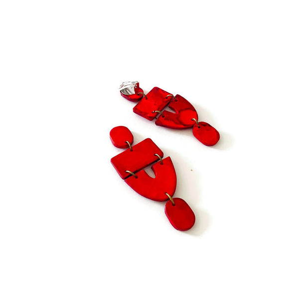 Extra Large Red Earrings- "Lee"