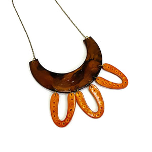 Extra Wide Statement Necklace in Brown & Yellow
