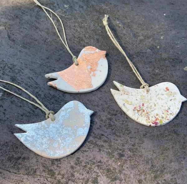 White Dove Christmas Ornaments with Silver Flakes - Sassy Sacha Jewelry