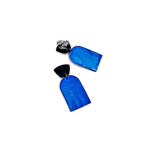 Royal Blue Earrings Post or Clip On- "Moe" - Sassy Sacha Jewelry