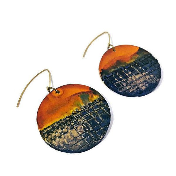 Large Abstract Disc Earrings for Fall- "Megan" - Sassy Sacha Jewelry