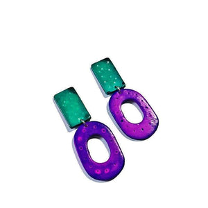 Large Purple & Turquoise Earrings- "Lupa" - Sassy Sacha Jewelry