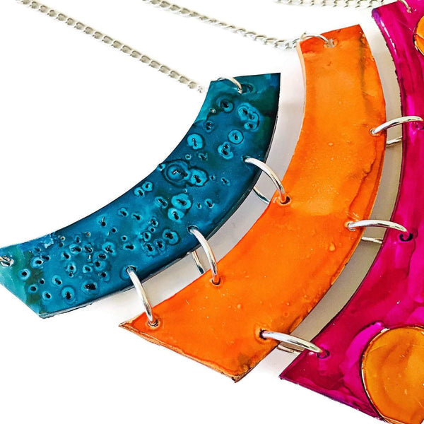 Layered Statement Necklace Hand Painted - Sassy Sacha Jewelry