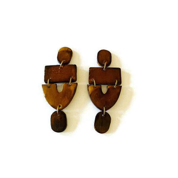 Long Dark Brown Earrings Post or Clip On- "Lee" - Sassy Sacha Jewelry