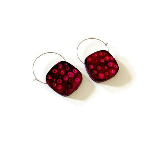 Maroon Hoop Earrings Handmade - Sassy Sacha Jewelry