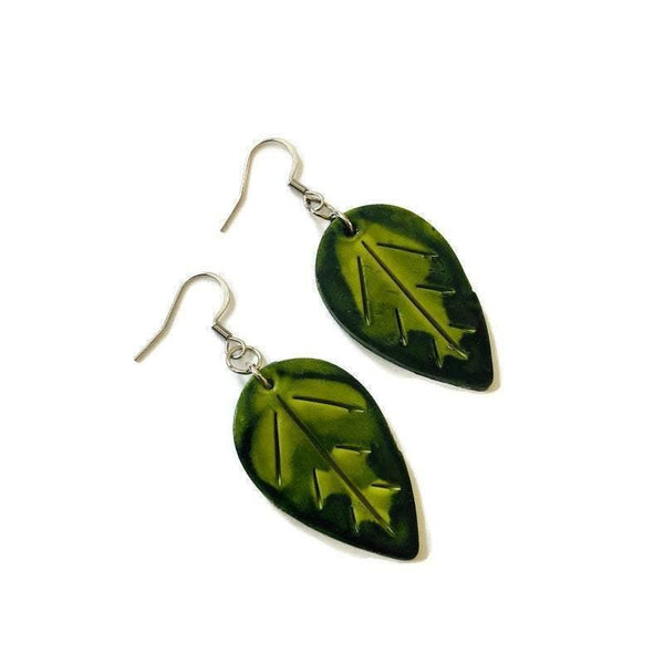 Maroon Leaf Earrings Handmade - Sassy Sacha Jewelry