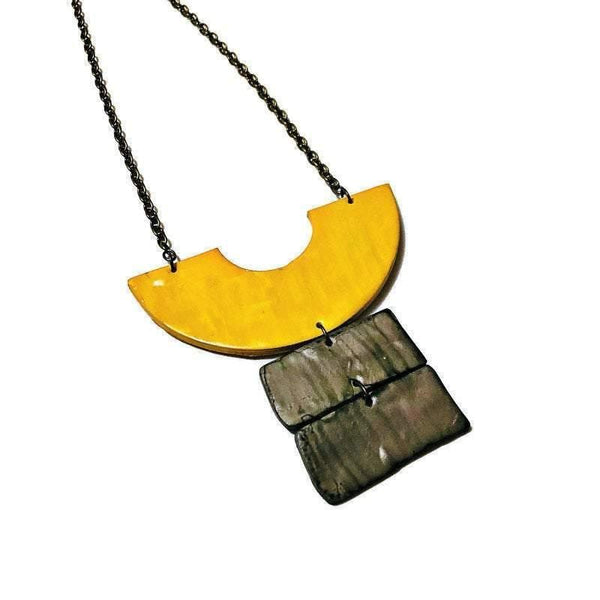 Modern Statement Necklace in Black & Gold - Sassy Sacha Jewelry