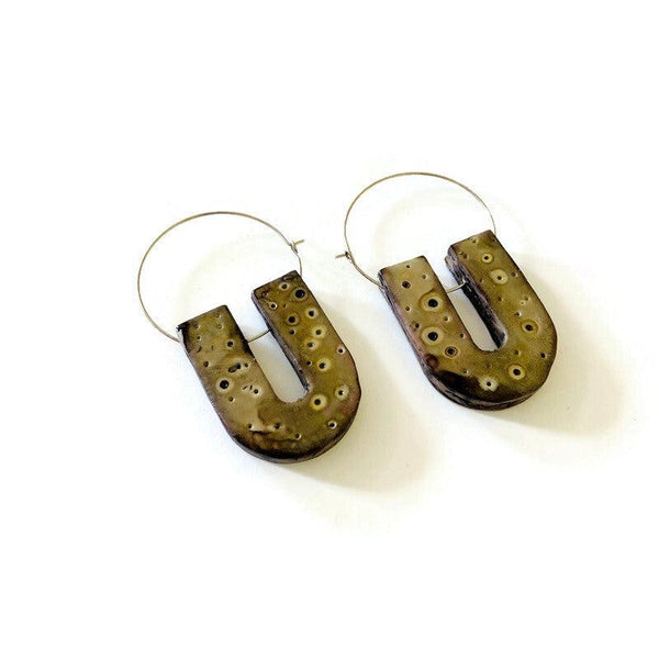 Mustard Yellow Arch Hoop Earrings - Sassy Sacha Jewelry