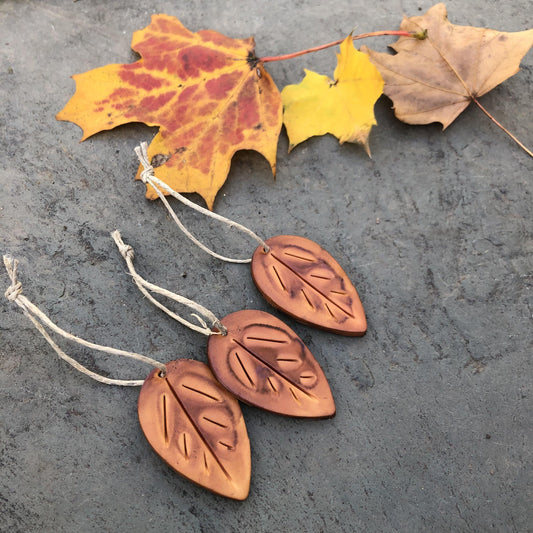 Mustard Yellow Leaf Ornaments, Rustic Fall Décor or Christmas Tree Decoration - Sassy Sacha Jewelry