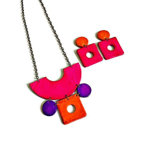 Neon Statement Jewelry Set with Matching Earrings - Sassy Sacha Jewelry