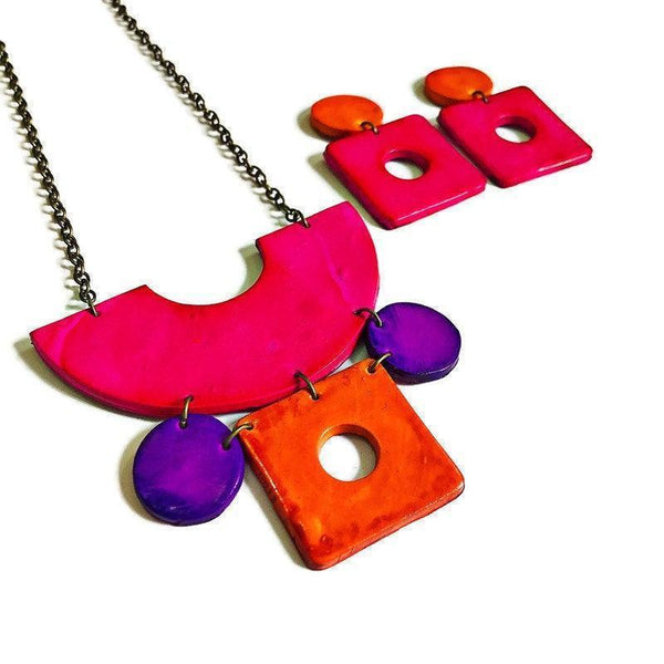 Neon Statement Jewelry Set with Matching Earrings - Sassy Sacha Jewelry