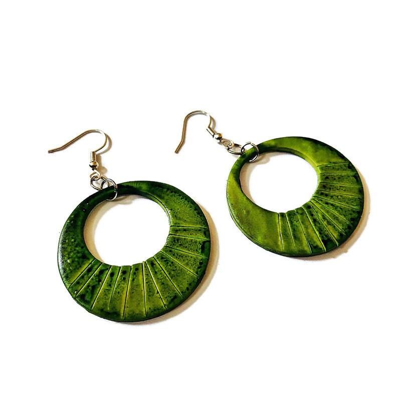 Olive Green Hoop Earrings - Sassy Sacha Jewelry