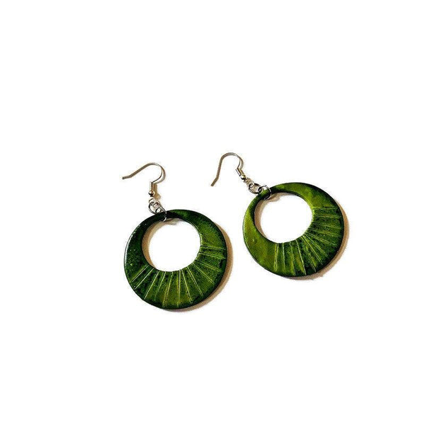 Olive Green Hoop Earrings - Sassy Sacha Jewelry