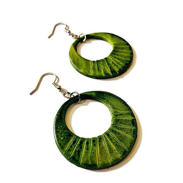 Olive Green Hoop Earrings - Sassy Sacha Jewelry