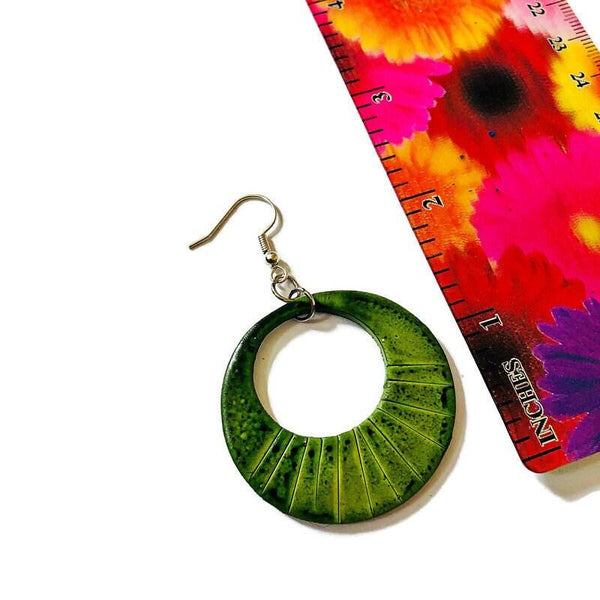 Olive Green Hoop Earrings - Sassy Sacha Jewelry