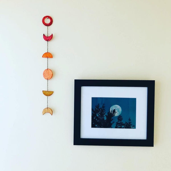 Ombe Moon Phase Wall Hanging in Yellow Orange Red - Sassy Sacha Jewelry