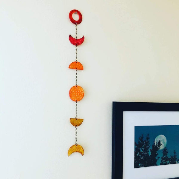 Ombe Moon Phase Wall Hanging in Yellow Orange Red - Sassy Sacha Jewelry