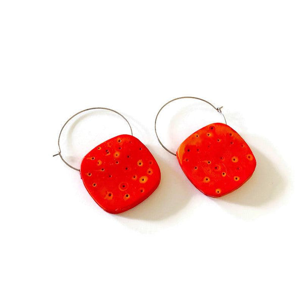 Orange and Pink Hoop Earrings Handmade - Sassy Sacha Jewelry