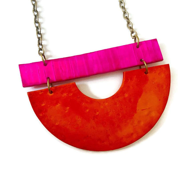 Orange & Pink Statement Necklace - Sassy Sacha Jewelry