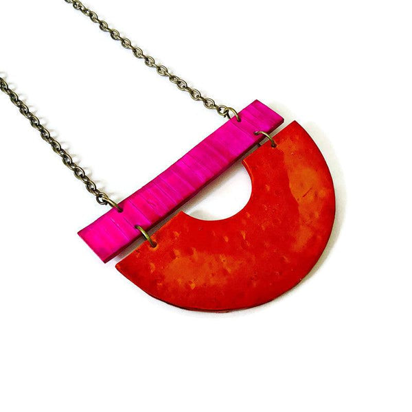 Orange & Pink Statement Necklace - Sassy Sacha Jewelry