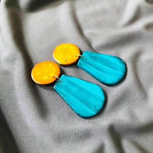 Orange & Yellow Statement Earrings- "Belle" - Sassy Sacha Jewelry