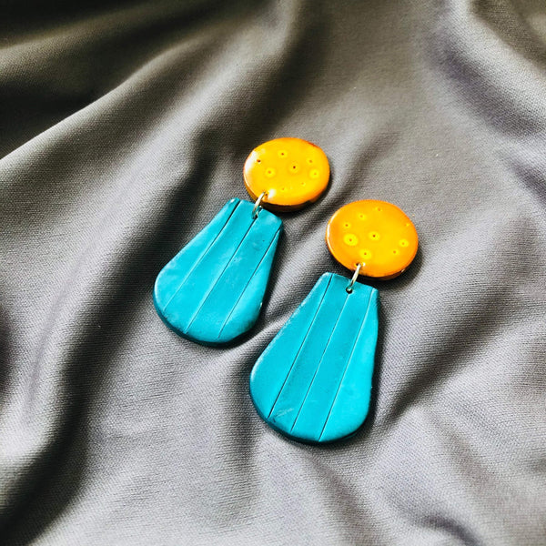 Orange & Yellow Statement Earrings- "Belle" - Sassy Sacha Jewelry