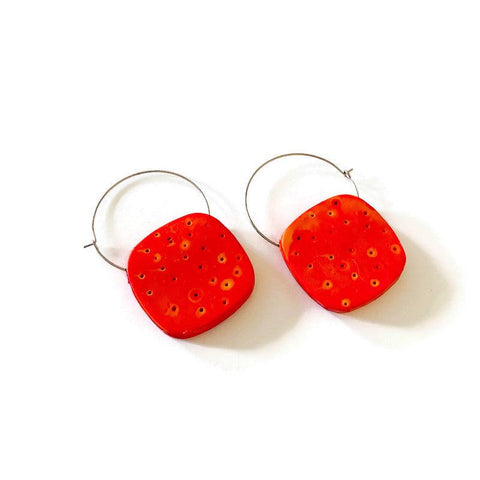 Orange Hoop Earrings Handmade - Sassy Sacha Jewelry