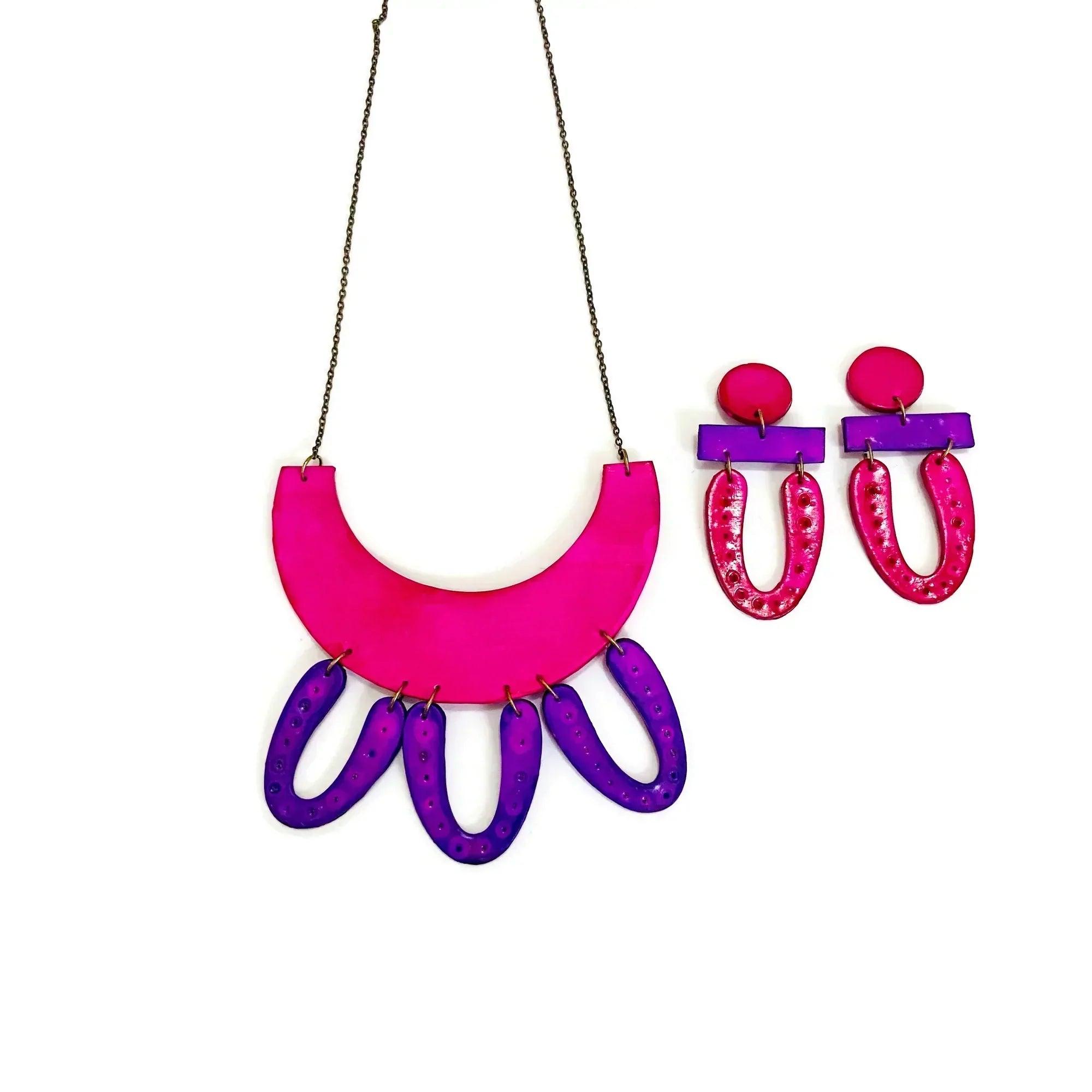 Purple & Hot Pink Jewelry Set Handmade - Sassy Sacha Jewelry