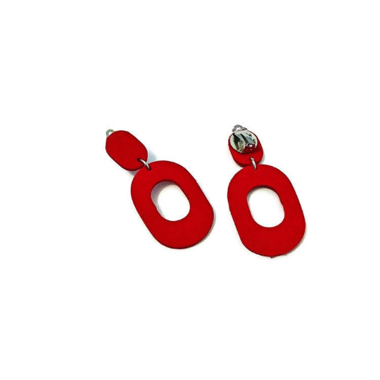 Red Clip On Earrings for Non Pierced Ears- "Pam" - Sassy Sacha Jewelry