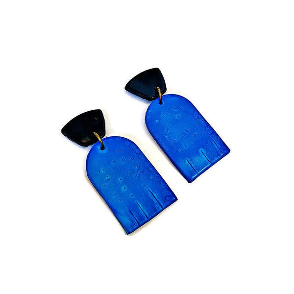 Royal Blue Earrings Post or Clip On- "Moe" - Sassy Sacha Jewelry